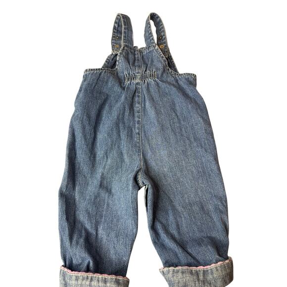 Vintage 6-9 Months 90s Faded Glory Overalls Denim Jean Embroidered Flowers - Picture 9 of 14